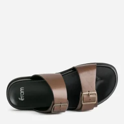 Mule marron en cuir