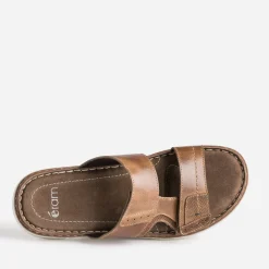 Mule marron en cuir à scratchs