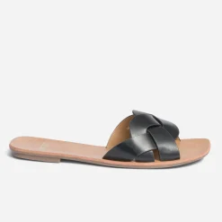 Mule noire à bride tressée