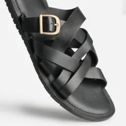 Mule noire cuir éco-conçu