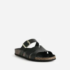 Mule noire cuir double bride