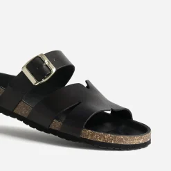 Mule noire cuir double bride