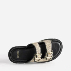 Mule TEXTO beige effet raphia