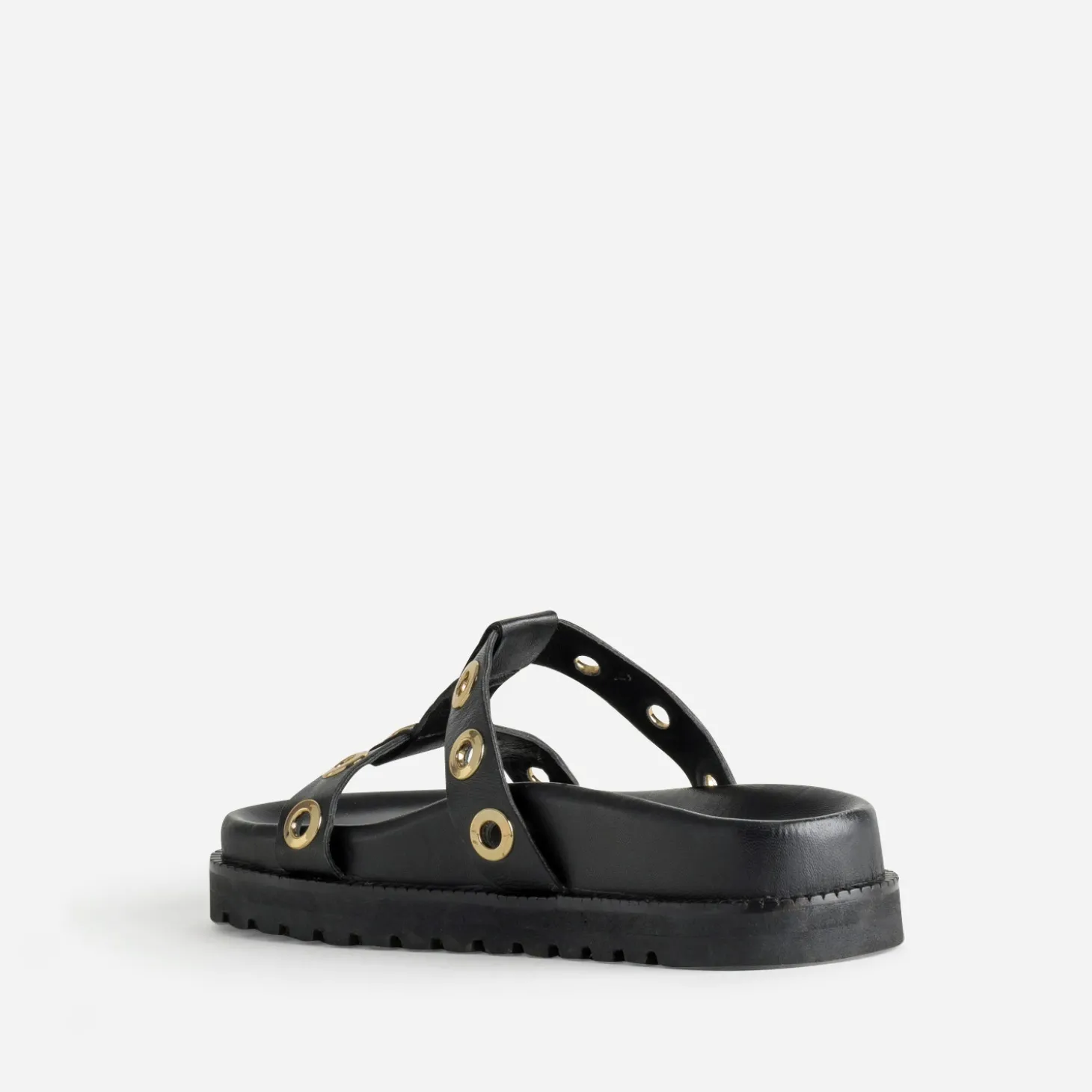 Mule TEXTO noire cuir décor oeillets