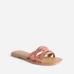 Mule TEXTO orange et parme cuir métallisé