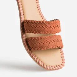 Mule TEXTO terracotta cuir tressé