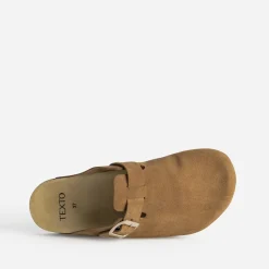 Mule-sabot TEXTO cognac cuir velours