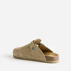 Mule-sabot TEXTO en cuir velours beige