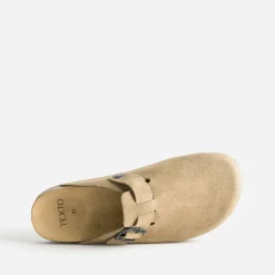 Mule-sabot TEXTO en cuir velours beige