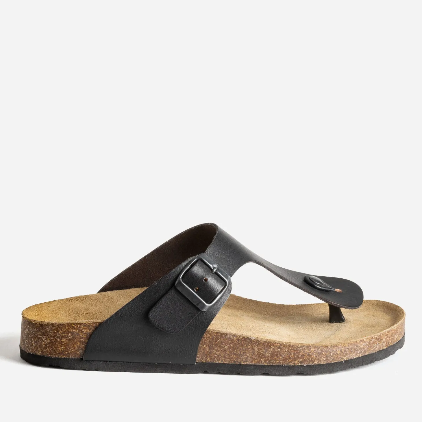 Mule-tong anatomique noire en cuir