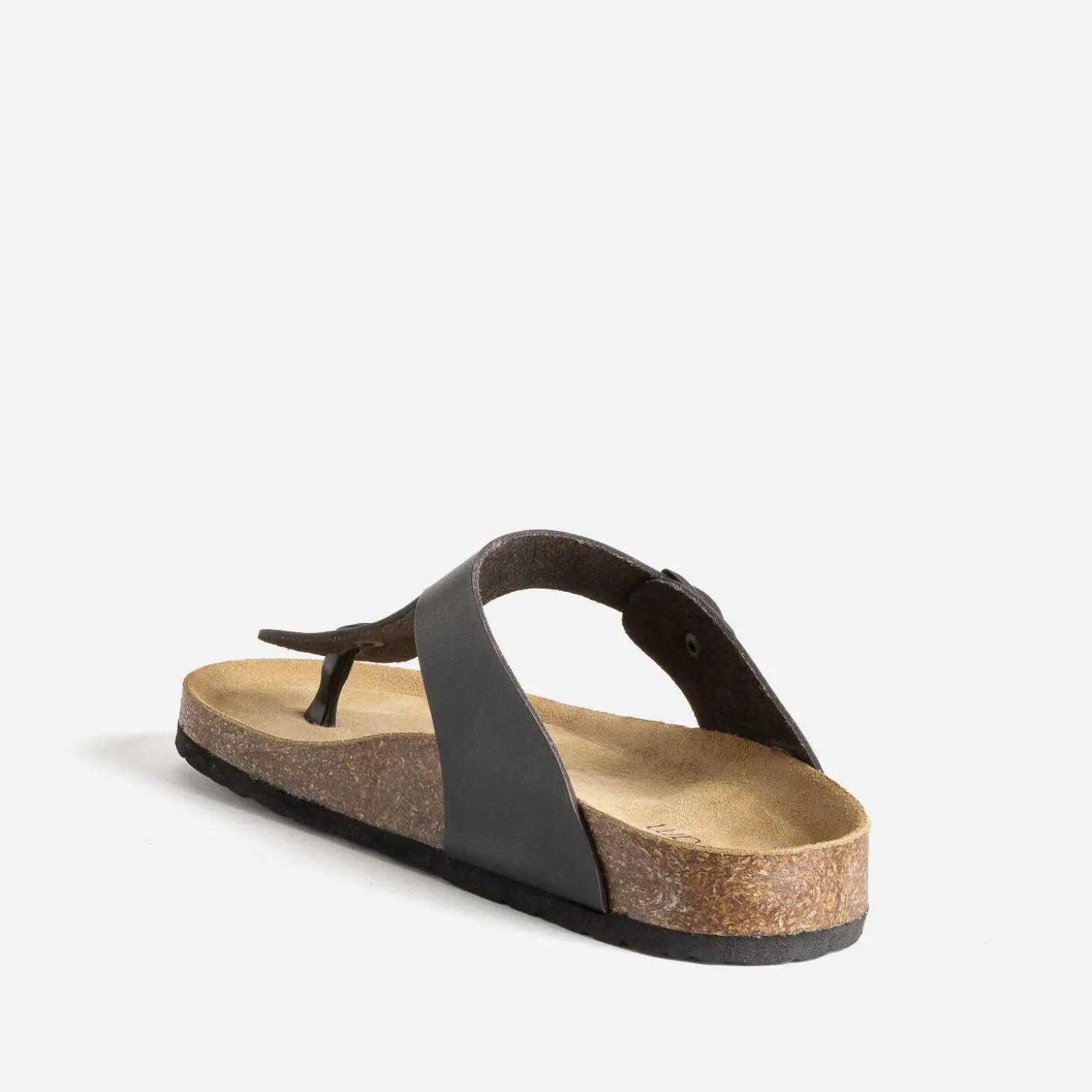 Mule-tong anatomique noire en cuir