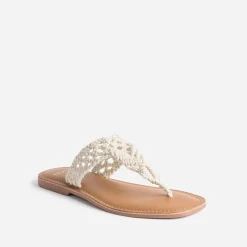 Mule-tong TEXTO beige en macramé