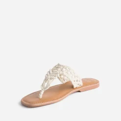 Mule-tong TEXTO beige en macramé