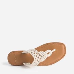 Mule-tong TEXTO beige en macramé