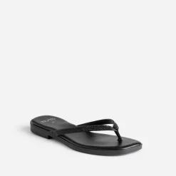 Mule-tong TEXTO noire brides strassées