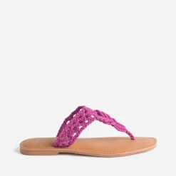 Mule-tong TEXTO rose en macramé