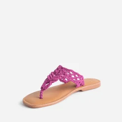 Mule-tong TEXTO rose en macramé