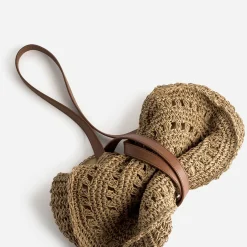 Panier rond beige foncé paille papier