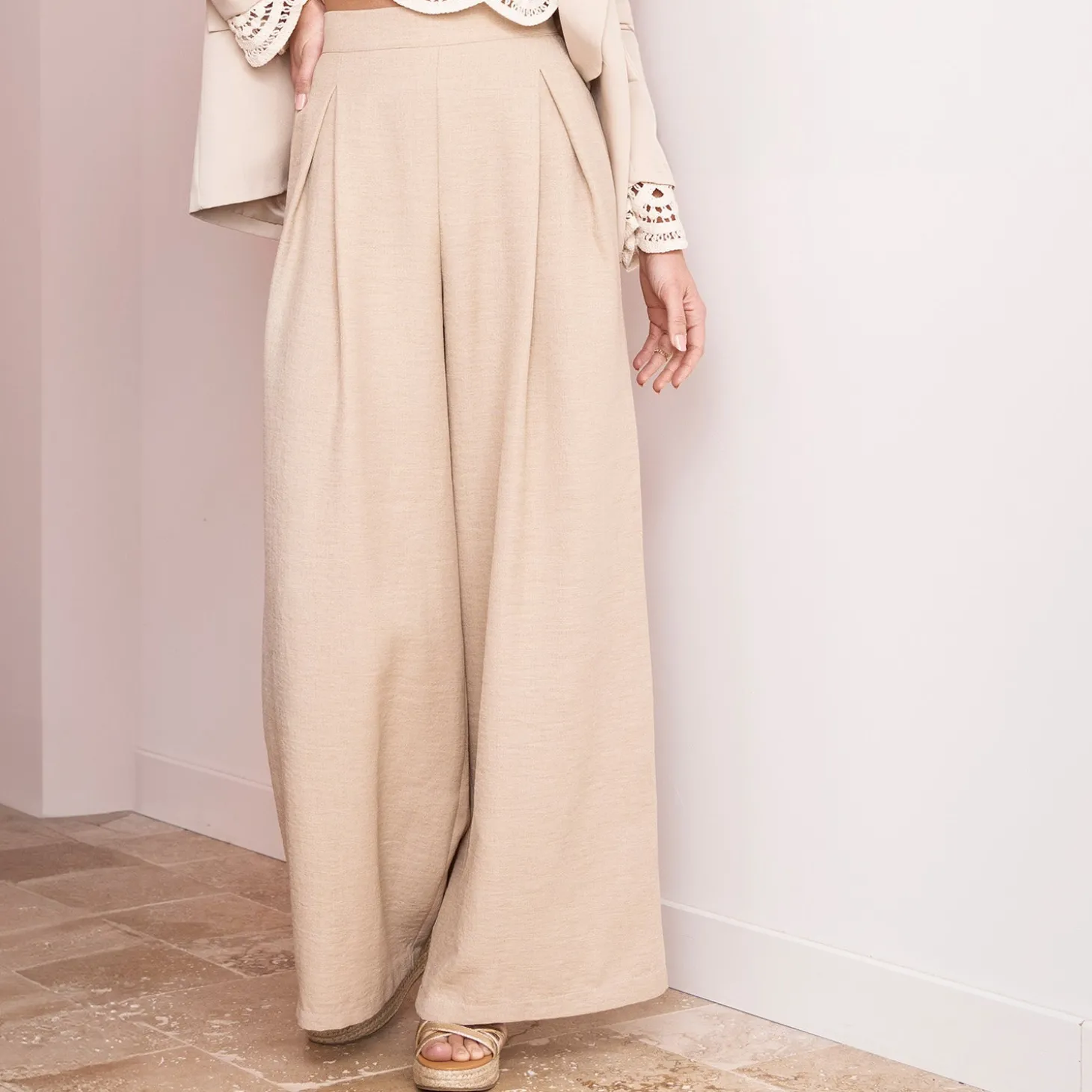 Pantalon large TEXTO beige
