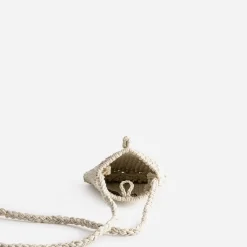 Pochette à téléphone TEXTO beige en macramé