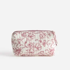 Pochette écrue motif fleurs roses