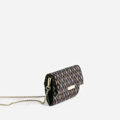 Pochette noire en textile à motif graphique