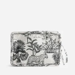 Pochette noire jacquard à motif jungle