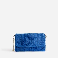 Pochette souple bleue en paille