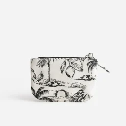 Pochette TEXTO beige jacquard motifs noirs