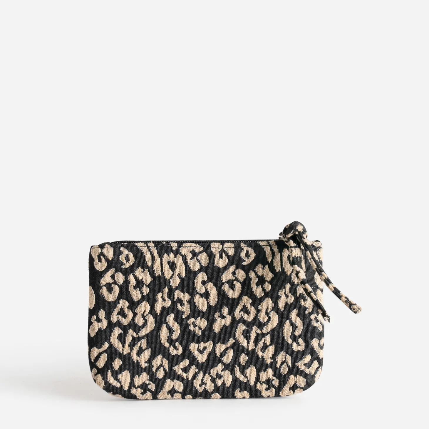 Pochette TEXTO noire à motif lépard