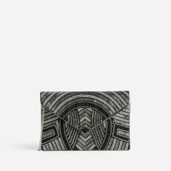 Pochette TEXTO noire broderie perles