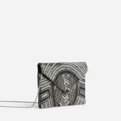 Pochette TEXTO noire broderie perles