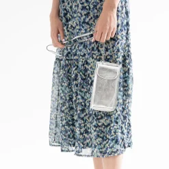 Pochette-téléphone TEXTO argent métallisé