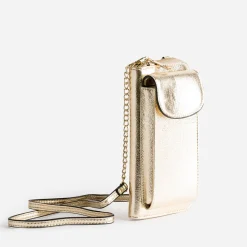 Pochette-téléphone TEXTO doré métallisé