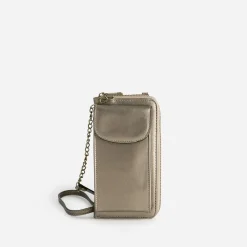 Pochette-téléphone TEXTO taupe métallisé