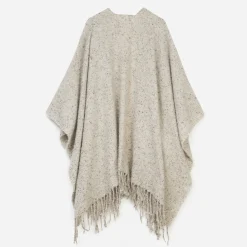 Poncho TEXTO écru chiné à franges