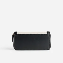 Portefeuille beige et noir bi-matière