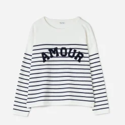 Pull marinière TEXTO message bouclette