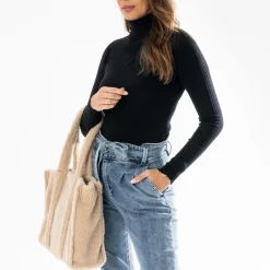 Pull TEXTO noir côtelé à col roulé