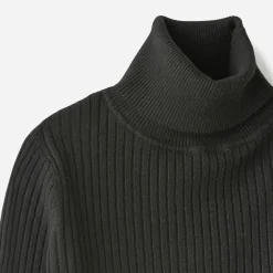Pull TEXTO noir côtelé à col roulé