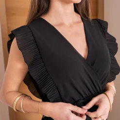 Robe longue TEXTO noire plissée