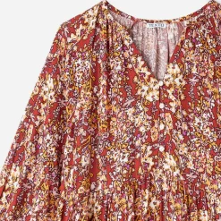 Robe TEXTO rouille à imprimé fleuri