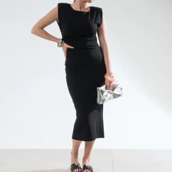 Robe-tube longue TEXTO noire