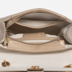 Sac à main beige rosé verni
