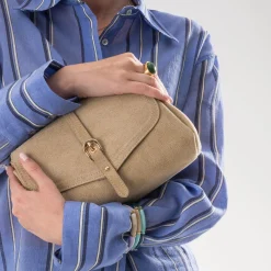 Sac à main beige suédé