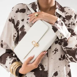 Sac à main blanc métalleries dorées