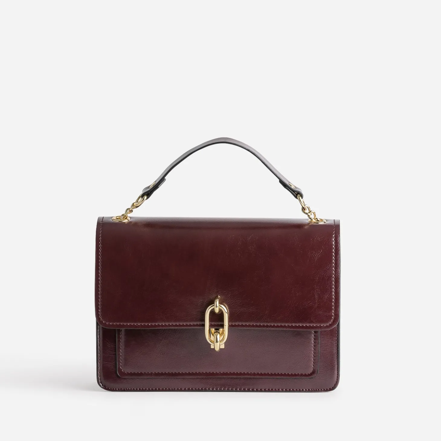 Sac à main bordeaux avec ouverture fantaisie