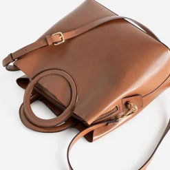 Sac à main camel trois compartiments