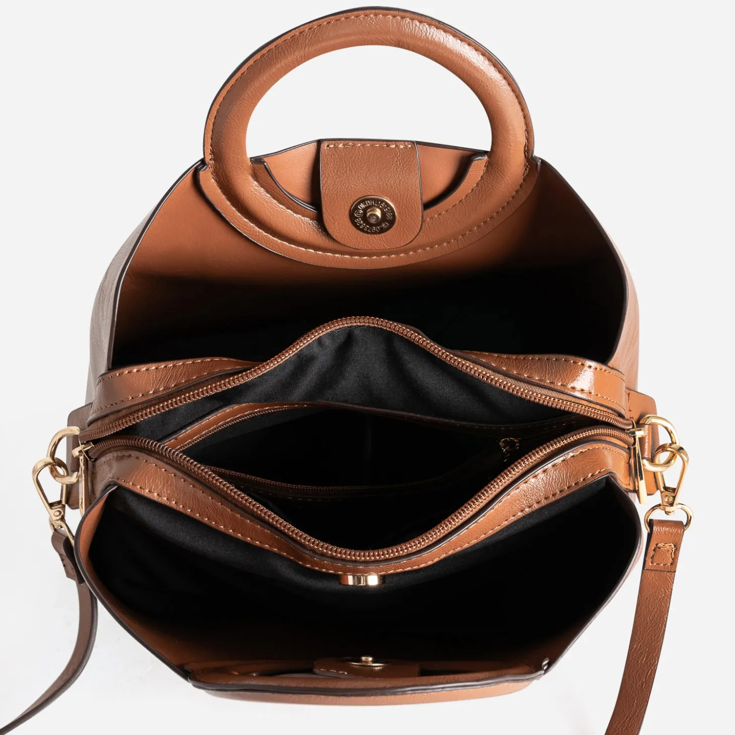 Sac à main camel trois compartiments