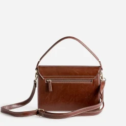 Sac à main cognac motif pied-de-poule